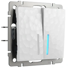 Изображение Выключатель двухклавишный с подсветкой Hammer (белый) W1220101