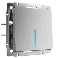 Изображение Выключатель одноклавишный проходной с подсветкой (cеребряный рифленый) W1112109